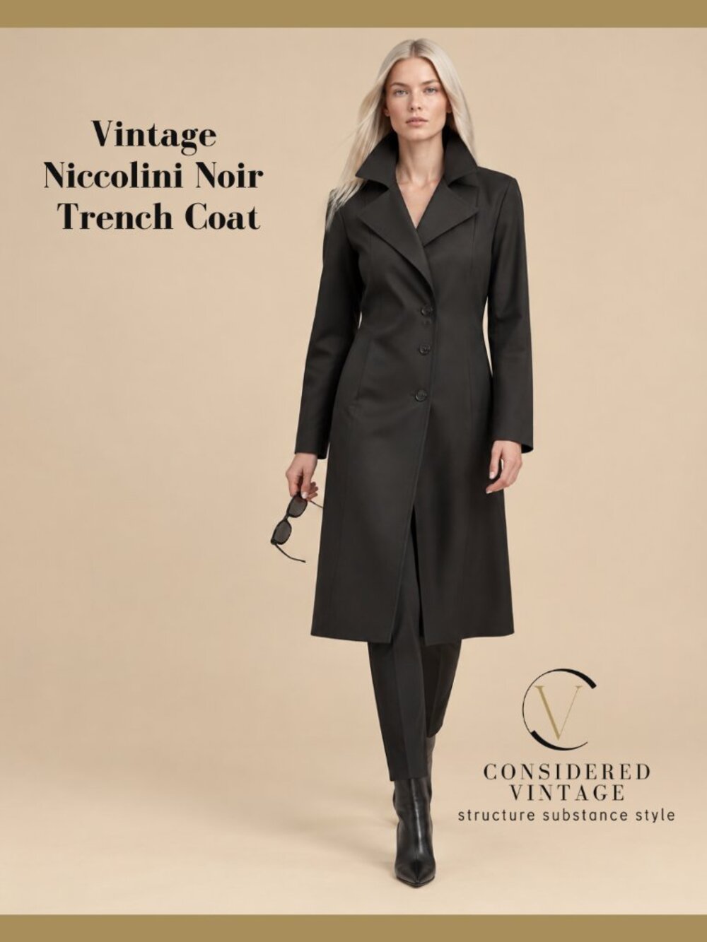 ⚜️ ARCHIVAL Niccolini "Any Weather" Noir Trench | Tailored Satin-Lined Overcoat